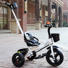 어린이 세발 자전거 1살 3세 유아 트라이크 2살 5세 아기 출산 선물용 유아세발자전거, T 브레이크가 있는 흰색 2-in-1 티타늄 빈 바퀴, 1개