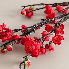 봄조화 매화꽃 가지 120cm 인테리어용 조화 3컬러, 120레드, 1개