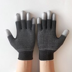 工作手套 點膠涂指透氣防滑加強手指耐磨釣魚騎行搬運開車工作尼龍男女手套, 涂指點膠黑色24雙, 1個