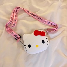 메리 헬로키티 미니 실리콘 크로스 숄더백 키티스트랩 스트랩 산리오 캐릭터 학원가방 휴대용 장바구니 귀여운 가벼운 실리콘 휴대폰 쇼핑백