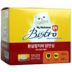 뉴트리나 비스트로 애묘용 캔사료 3.84kg, 혼합맛(참치/닭안심), 160g, 24개