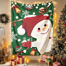聖誕掛布氛圍佈置，場景主題商場店鋪牆面裝飾，多功能房間裝飾掛布，幼兒園聖誕節裝飾背景布，附安裝包, 1個, 6,100*70公分