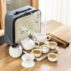 DIU 旅行茶具套裝茶葉陶瓷泡茶壺整套可攜式小禮品便攜套裝禮品, 1個, 白色西施壺套裝:如圖