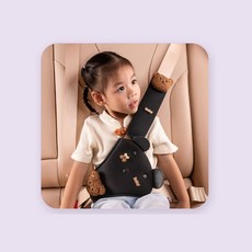 興雲網購 兒童安全帶保護套 安全帶固定器 汽車安全帶套 安全帶防勒固定套 安全帶護套 汽車用品, 1個, 安全帶固定器-棕熊黑