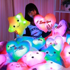 LED 빛나는 별 쿠션 인형 데코 인테리어 소품 무드등, 별-블루