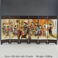 미니 중국 고전 옻나무 그림 병풍 고대 중국의 미녀, 1개