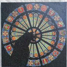 【開發票/統編】教堂貓拼圖 木質372片 異形木製拼圖 高難度益智拼圖 生日禮物 網紅辦公室裝飾相框, 1個, 教堂貓異形拼圖3+黑邊相框