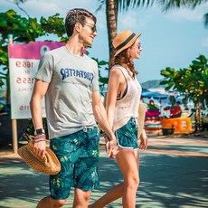 雅鹿男士速乾沙灘褲：寬鬆五分休閒游泳褲，海邊度假必備