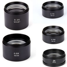 WD165 0.5X 0.3X 2X 1X 0.7X 스테레오 현미경 Barlow 렌즈 l 1-7/8"(48mm) 장착 나사 포함 뷰 변경용 대물, 04 1X, 04 1X, 1개