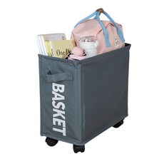 델라무드 책상 밑 이동식 수납 바퀴 바구니 28리터, 다크 그레이, 1개
