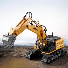 실감나는 무선 RC 대형 굴삭기 트럭 중장비 모형 완구 건설현장 놀이세트, 배터리 1세트, 1개, 6개 대형 강화 클래식 옐로우