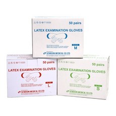 세운 멸균 라텍스장갑 M 50조 병동용 진료용 글러브, 1개