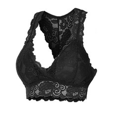 여성 섹시 투명 플라워 레이스 와이어 프리 블라인드 블라인드 블라인드 F-넥스 포딩스 포딩스커넥스 포딩스(), 블랙, L