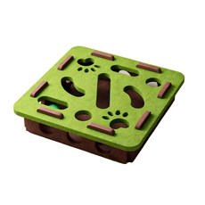 毛氈材質 防無聊寵物玩具, 掏掏樂逗貓盒-方形綠棕, 1個