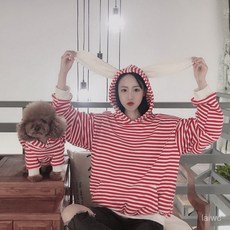 廠家直發TLB紅白條紋耳朵裝幼犬狗衣服泰迪貓咪鬥牛金毛薩摩二哈秋冬裝 RVB9, 小兔紅白條紋（四季款）,S(胸圍32), 1個