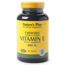 Natures Plus 無麩質維生素E咀嚼錠 400IU, 1個, 90 件