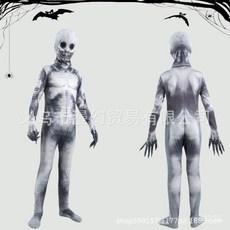 萬聖節兒童外星人骷髏殭屍連體衣 Cosplay 恐怖派對服裝