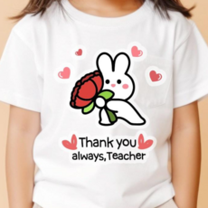 QT17 영어유치원 카네이션 의류스티커 일회용 감사합니다 옷 스티커, 1개, 04_토끼