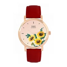 Toff London 토프 런던 TLWS-46318 여성용 노란 해바라기 꽃 시계 643604