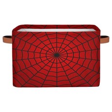 Ackutea Axolotl 보관 바구니 - 귀여운 대형 접이식 직사각형 선반 옷장 정리함 통 어린이 장난감 옷 책 욕실 아기방 장식 선물 바구니, 레드 스파이더 웹