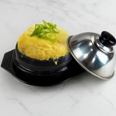 국내산 폭탄 계란찜기 스텐뚜껑+뚝배기+받침 세트 중자 (2-3인용 폭탄계란찜), 1세트, 13cm