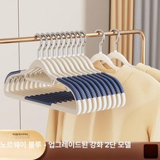 0번출구 옷걸이추천 원목 옷걸이 슬림 미끄럼방지, 노르웨이안블루 더블 슬롯 정리사 스타일, 1Ea