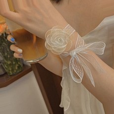 보리별 브라이덜샤워 소품 꽃팔찌 레이스 손목코사지 초커 파티용품 셀프웨딩, 1개