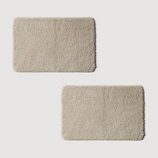 JAJU 촉감이보드라운욕실매트_60x40cm 2개_베이지 437862, 베이지