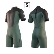 MYSTIC 防寒衣 3/2mm 後拉 短袖短褲 潛水衣 游泳衣 衝浪衣 風帆 溯溪保暖 平針, 綠S_25, 綠