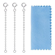 DICOSMETIC 3피스 925 스털링 실버 목걸이 익스텐더 5.2cm(2인치) 골든 케이블 체인 연장 팔찌 스프링 걸쇠 주얼리 제작용 소형 금속 170597, 플래티넘