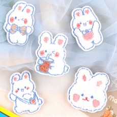 일상채움 열접착 토끼 와펜 패치 5종 세트, 5개