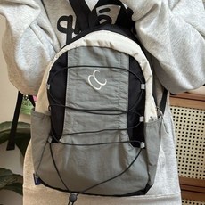 Mirenbu拼色軟雙肩包女褶皺感材質防水戶外登山包拼色休閒運動包, 灰色-高品質-定製版加厚加固