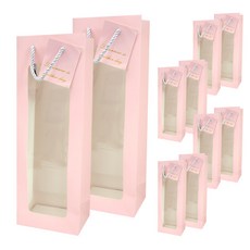 리드홈 투명창 와인 음료 술 꽃다발 선물포장 윈도우 쇼핑백 10P, 핑크, 10개