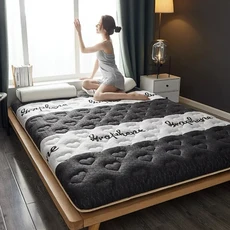 라텍스 스폰지 충전 매트리스 다다미 바닥 매트 접이식 슬로우 리바운드 커버 침대보 킹 트윈 퀸 사이즈 4 cm 8cm 두께, [08] 150x200cm, [01] Thickness 4cm, 02 green gray