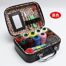 針線包 針線盒 針線組 縫紉工具套裝 家用便攜結婚嫁妝多功能縫補收納盒, 優質針線箱套裝【黑色箱】, 1個