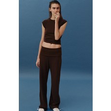 ZARA 자라 워시드 이펙트 인터록 팬츠 - 브라운 120531