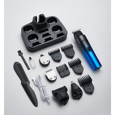 理髮器電推剪充電式家用剃頭髮神器自己剪電推子男剃刀工具全套裝, 漸變藍套裝:128