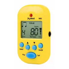 Meideal M50 迷你電子節拍器 樂器通用 TAP測速功能, 黃色, 1個