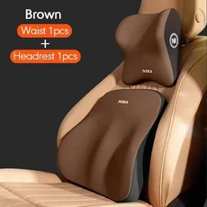 자동차 요추 지원 머리 받침 목 베개 메모리 폼 부드러운 쿠션 좌석 도구, 01 Brown Suit