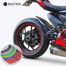 빅템 오토바이 고급형 휠 스티커 테이프 17인치 18인치 림 반사 야광 슈퍼커브 BMW, #1 레드, 1개