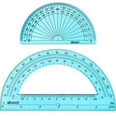 116714 EBOOT 플라스틱 각도기 투명 180도 기하학용 2개 10.2cm(4인치) 및 15.2cm(6인치) (블루), 블루