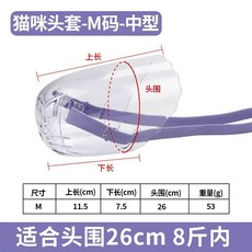 고양이 입마개 마스크 물림방지 보호 헬멧 투명, B. M - 중형 머리둘레 26cm 몸무게 8마리 이하