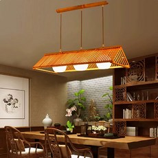 일본식 조명 대나무 라탄 LED 샹들리에 천장 전등갓 3헤드+LED 삼색 전구, B형 3헤드