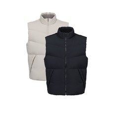 힐크릭 남성골프조끼 니트배색다운베스트