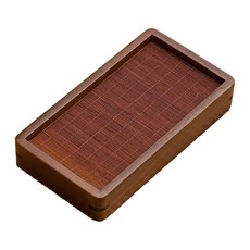 胡桃木茶盤 小型家用 瀝水乾泡臺 長方形, 胡桃色茶盤 竹製卷席, 1個