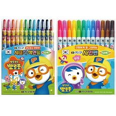 (지구) 색연필 싸인펜 12색 세트, (B) 뽀로로색연필 12색+뽀로로사인펜 12색, 1개