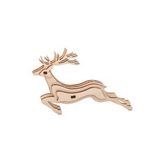 3D立體木質動物系列拼圖 兒童益智早教DIY拼裝玩具, 鹿, 1個