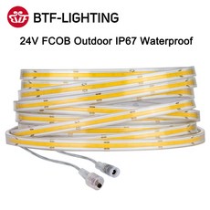 FCOB LED 스트립 조명 고밀도 유연한 FOB COB LED 조명 RA90 선형 조도 조절식 야외 방수 IP67 528 640 LED 24V, [04] 24v 528 leds NW