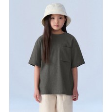 MUSINSA STANDARD KIDS 크링클 오버사이즈 우븐 티셔츠 [카키 그레이]MKETS4Z19-KG