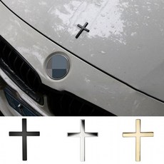 메탈엠블럼 십자가엠블럼 메탈스티커 자동차스티커 데스티커 튜닝스티커 차량스티커 차량용스티커, 골드